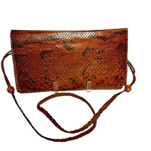 PYTHON SNAKE SKIN 80’s Handmade From France Crossbody/clutch Braided Natural